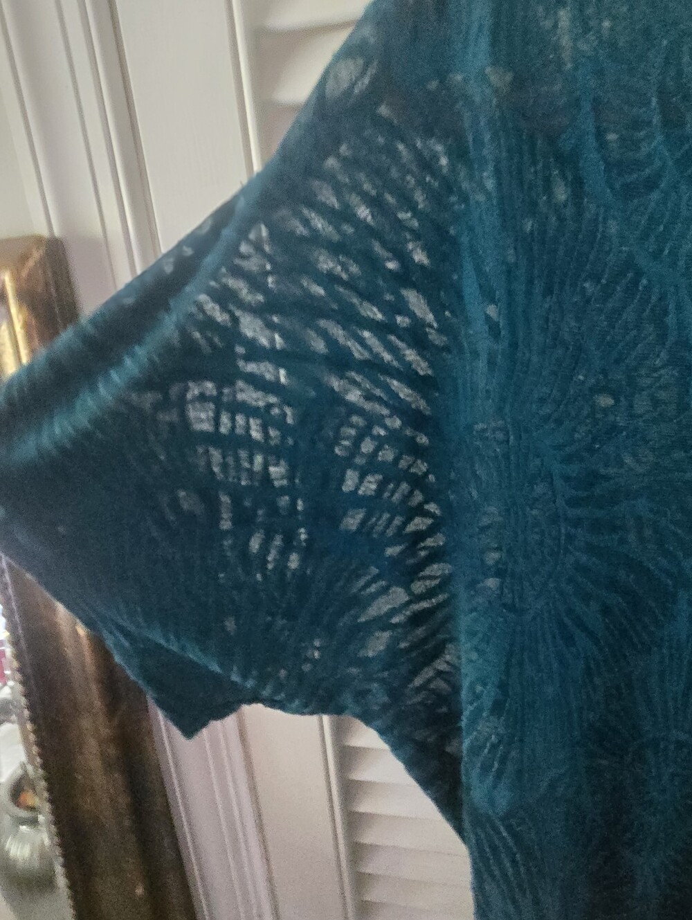 White House Black Market Oversized Sheer Lace Top Teal Boho Festival XXS - Picture 4 of 7